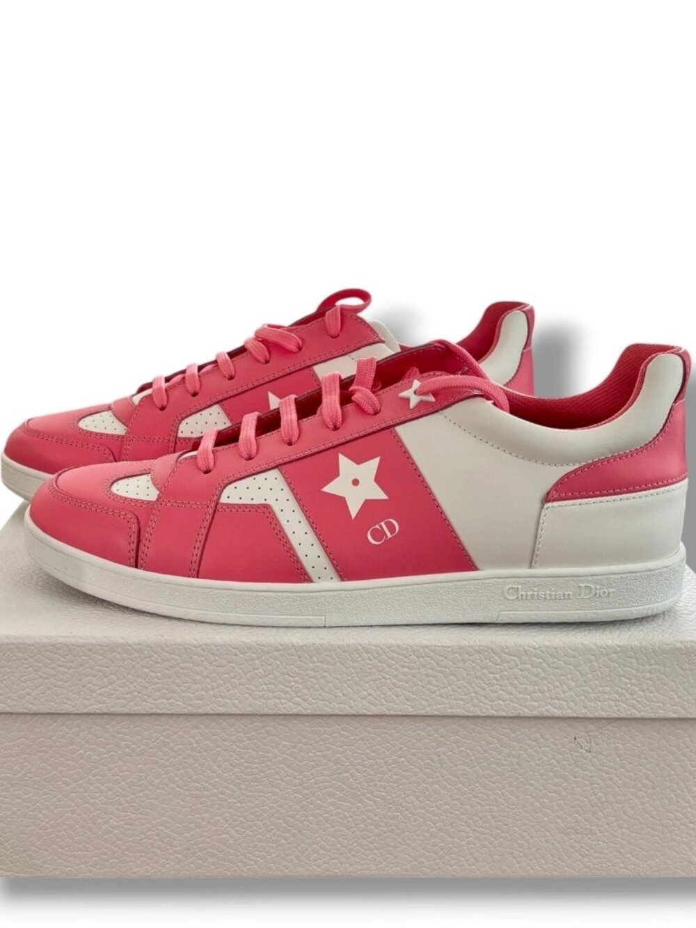 Christian Dior Women's Star Leather Sneakers Candy Pink NWB Size EU 38